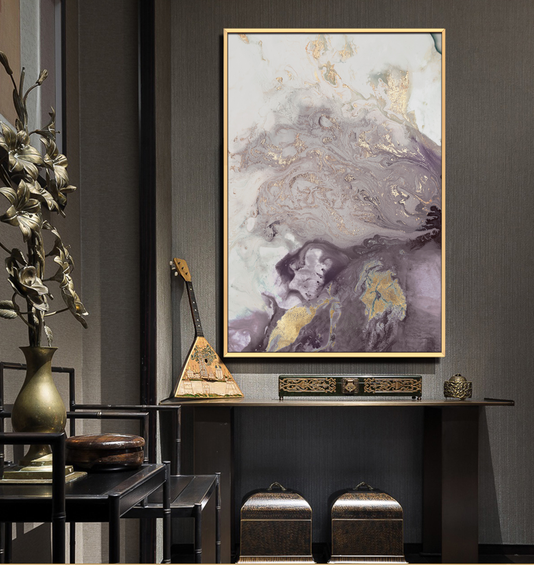 客廳沙發(fā)背景墻抽象組合裝飾畫 玄關(guān)走廊晶瓷畫 墻畫 鎏金盆地
